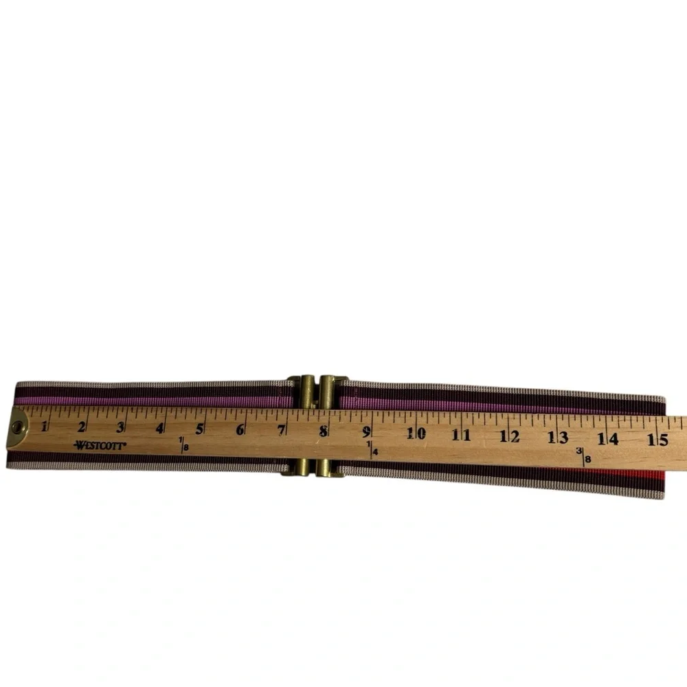 J.Crew Striped Vintage Womens Stretch Belt Made in‎ USA Size Medium - Picture 4 of 8